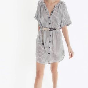 SANCTUARY ELLIS STRIPED SHIRT DRESS BLACK WHITE SIZE M